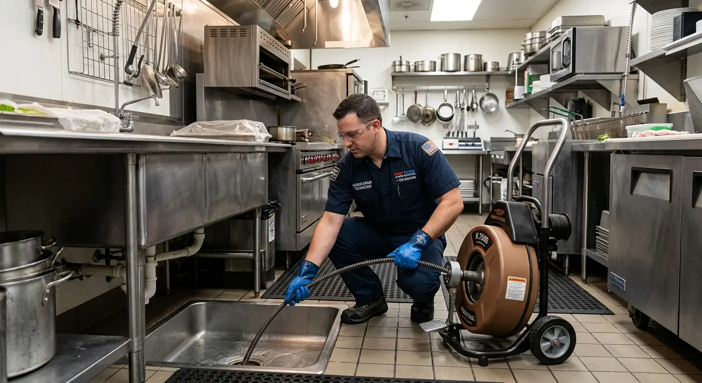 Commercial drain cleaning service in a restaurant kitchen in Surprise